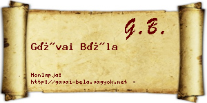 Gávai Béla névjegykártya